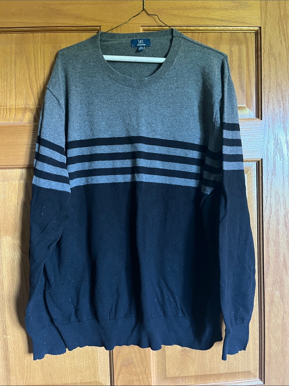 George Two-Tone Gray and Black Striped Crewneck Sweater